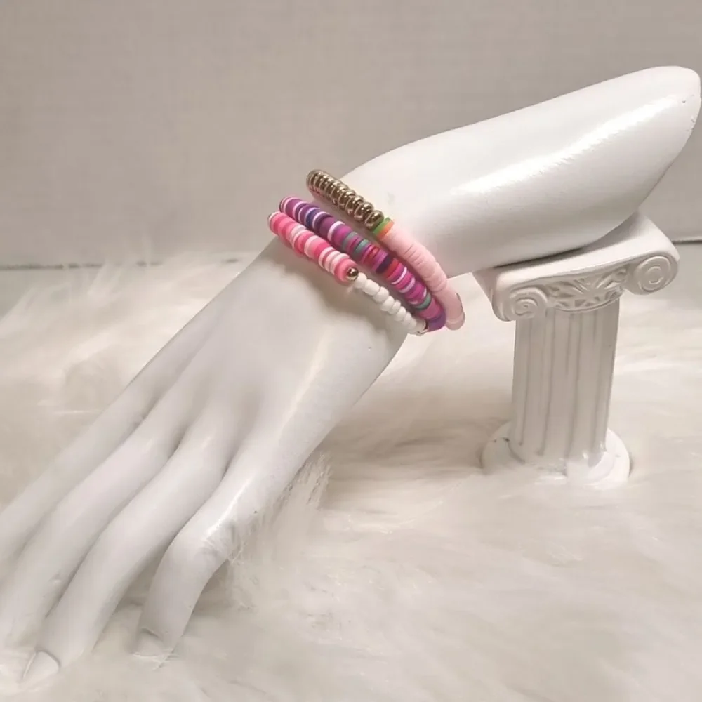 👋 CHRISTMAS STACKING BRACELET SET charm adjustable PINKS & PURPLES